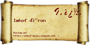 Imhof Áron névjegykártya